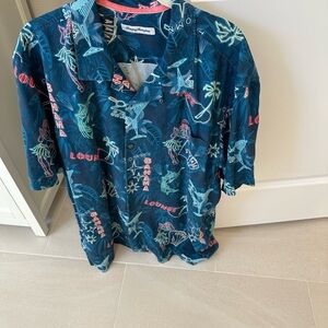 Tommy Bahama men’s silk Blue Tropical  Shirt